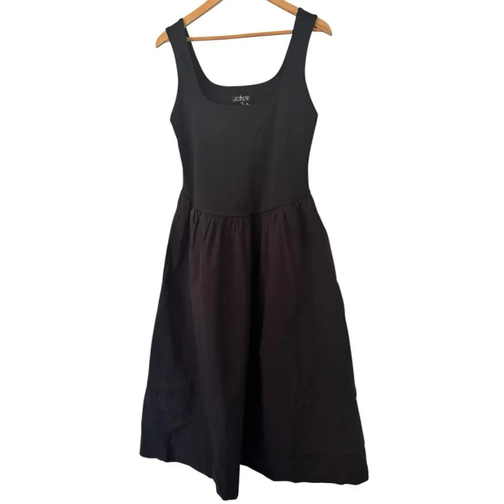 NWT J. Crew Petite Drop Waist Mixy Dress Black Size MP Midi Dress - Picture 4 of 8